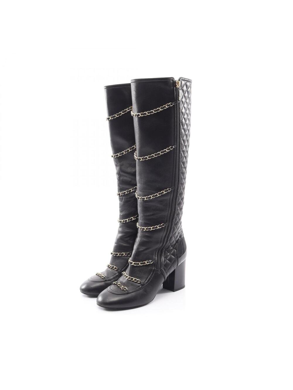 Chanel Matelasse Chain Long Boots #38 #294245C83B